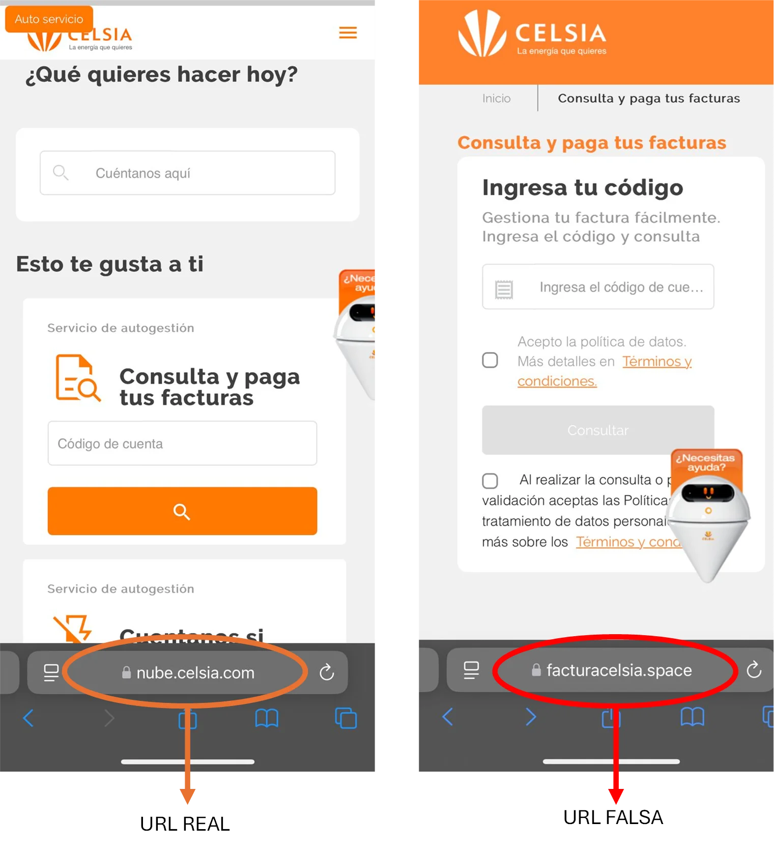 Celsia alerta a sus clientes sobre suplantación  del sitio web para pago de factura